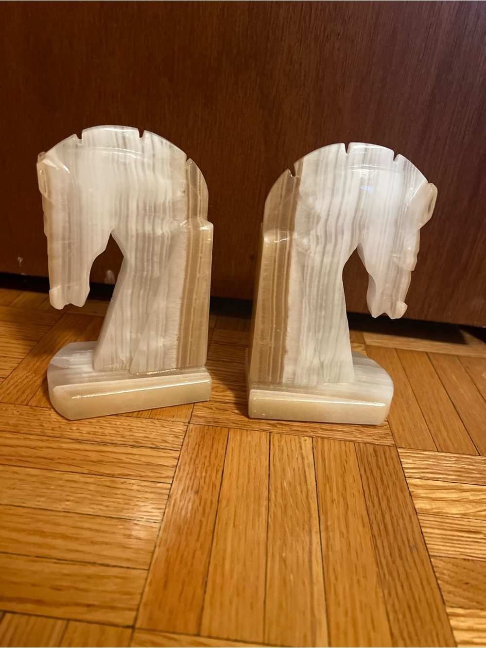 White Onyx Horse Head Bookends - Decorative Home Accent
